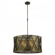 Worldwide Lighting Corp W83421AB24 - Nautilus 6-Light Antique Bronze Finish Mesh drum Shade Pendant Light 24 in. Dia x 12 in. H Large