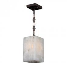 Worldwide Lighting Corp W83817F6 - Pompeii Collection 1 Light Flemish Brass Finish and Natural Quartz Square Pendant 6" L x 6"