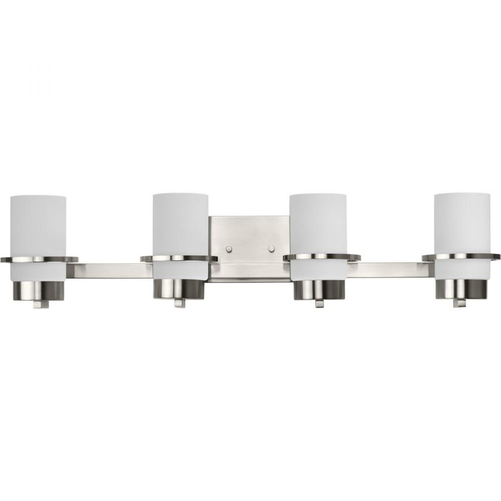 Reiss Collection Four-Light Modern Farmhouse Brushed Nickel Vanity Light