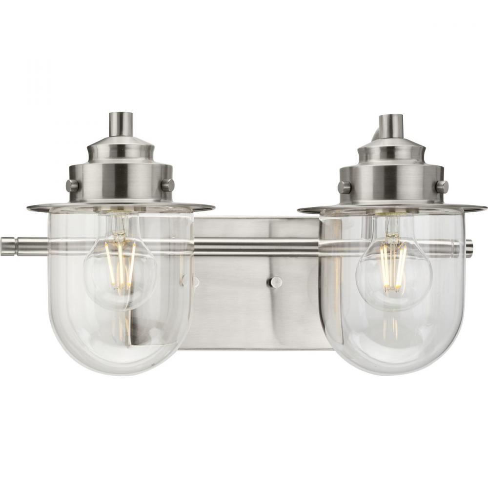 Northlake Collection Two-Light Brushed Nickel Clear Glass Transitional Bath Light
