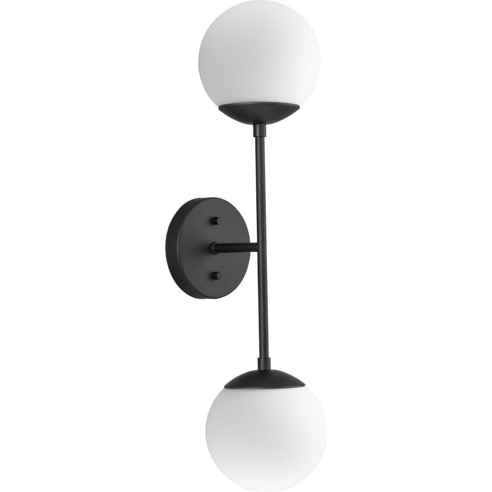 Haas Collection Two-Light Matte Black Mid-Century Modern Wall Bracket