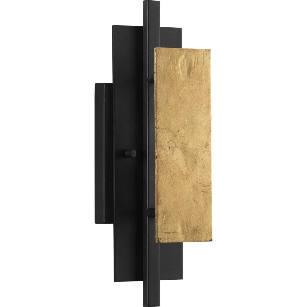 Lowery Collection One-Light Textured Black/Distressed Gold Wall Sconce Light