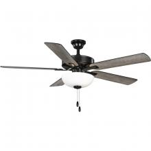 Progress P250078-31M-WB - AirPro 52 in. Matte Black 5-Blade ENERGY STAR Rated AC Motor Transitional Ceiling Fan with Light