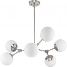 Progress P400308-009 - Haas Collection Six-Light Brushed Nickel Mid-Century Modern Chandelier