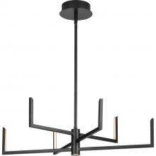 Progress P400260-031-30 - Pivot LED Collection Six-Light Textured Black Modern Style Chandelier with Downlight