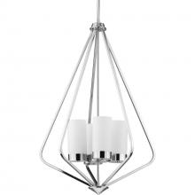 Progress P500305-015 - Elevate Collection Four-Light Polished Chrome and Etched White Glass Modern Style Hanging