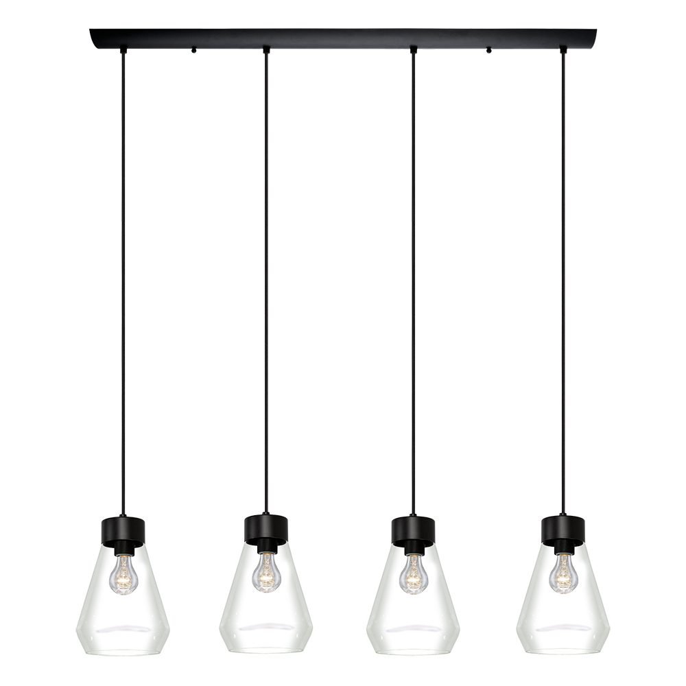 4x60W Multi Light Linear Penadant w/ Matte Black Finish and Clear Glass