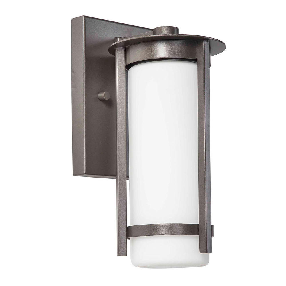 1x60W Outdoor Wall Light w/ Graphite Finish & White Glass