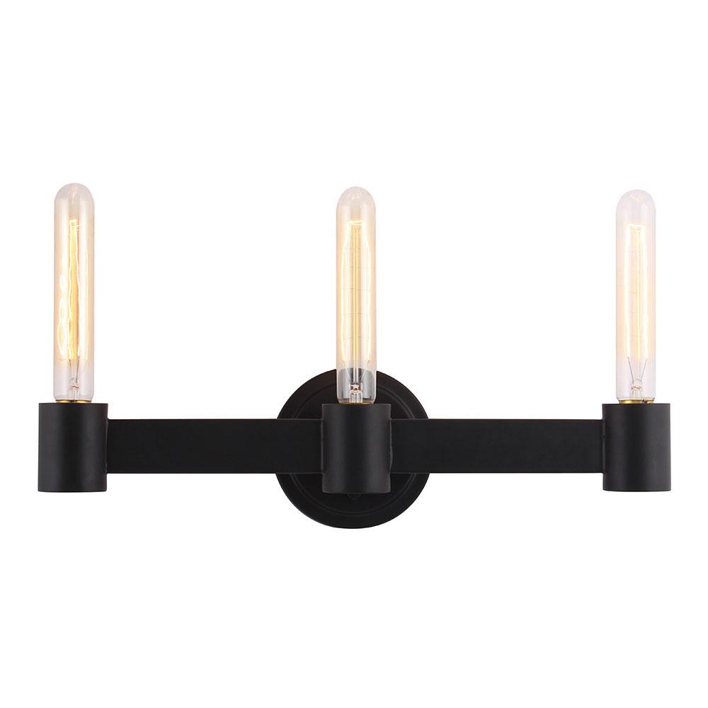 3x60W bath/vanity light with matte black finish and open bulbs