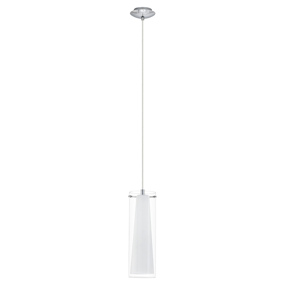 Pinto - Mini Pendant Chrome Finish Clear and White Glass