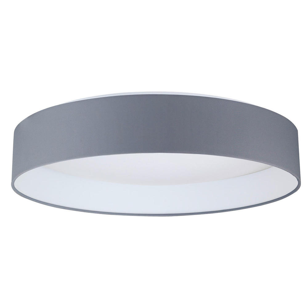 1x22W LED Ceiling Light With White Glass and Charcoal Grey Fabric Shade