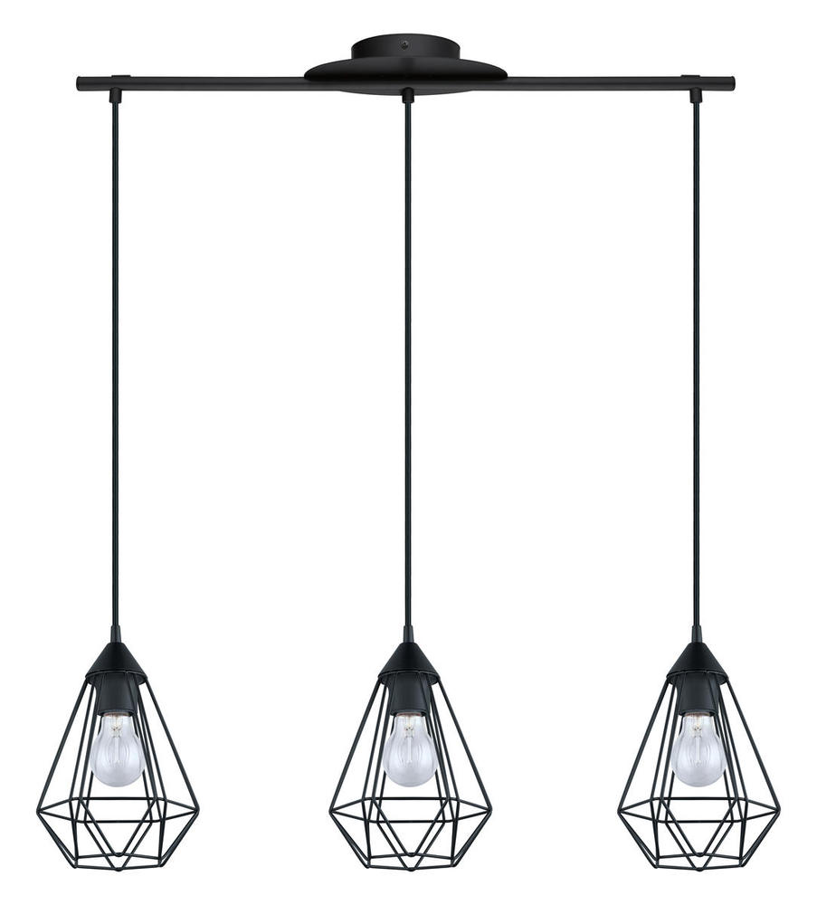 3x100W Multi Light Cage Pendant With Matte Black Finish