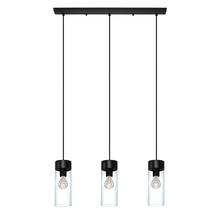 Eglo 202128A - 3x60W Multi-Light Linear Pendant w/ Matte Black Finish and Clear Glass