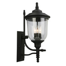 Eglo 202801A - 3x60W Outdoor Wall Light w/ Matte Black Finish and Clear Seeded Glass