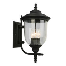 Eglo 202802A - 3x60W Outdoor Wall Light w/ Matte Black Finish and Clear Seeded Glass