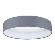 Eglo 93396A - 1x18W LED Ceiling Light w/ White Glass and Charcoal Grey Fabric Shade