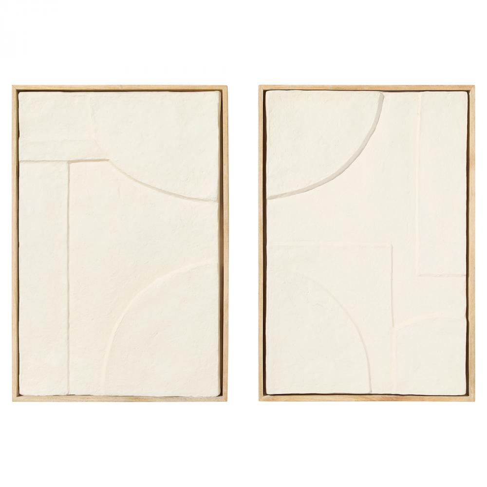 Oliver Diptych Panels | Off-White | Walnut | Set of 2