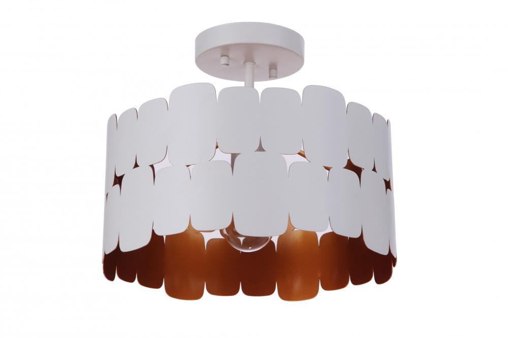 Sabrina 1 Light Convertible Semi Flush in Matte White/Gold Luster