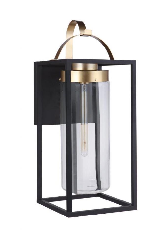 Neo 1 Light Extra Large Outdoor Wall Lantern in Midnight/Satin Brass