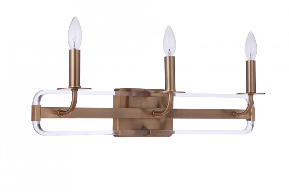 Graclyn 3 Light Vanity in Satin Brass