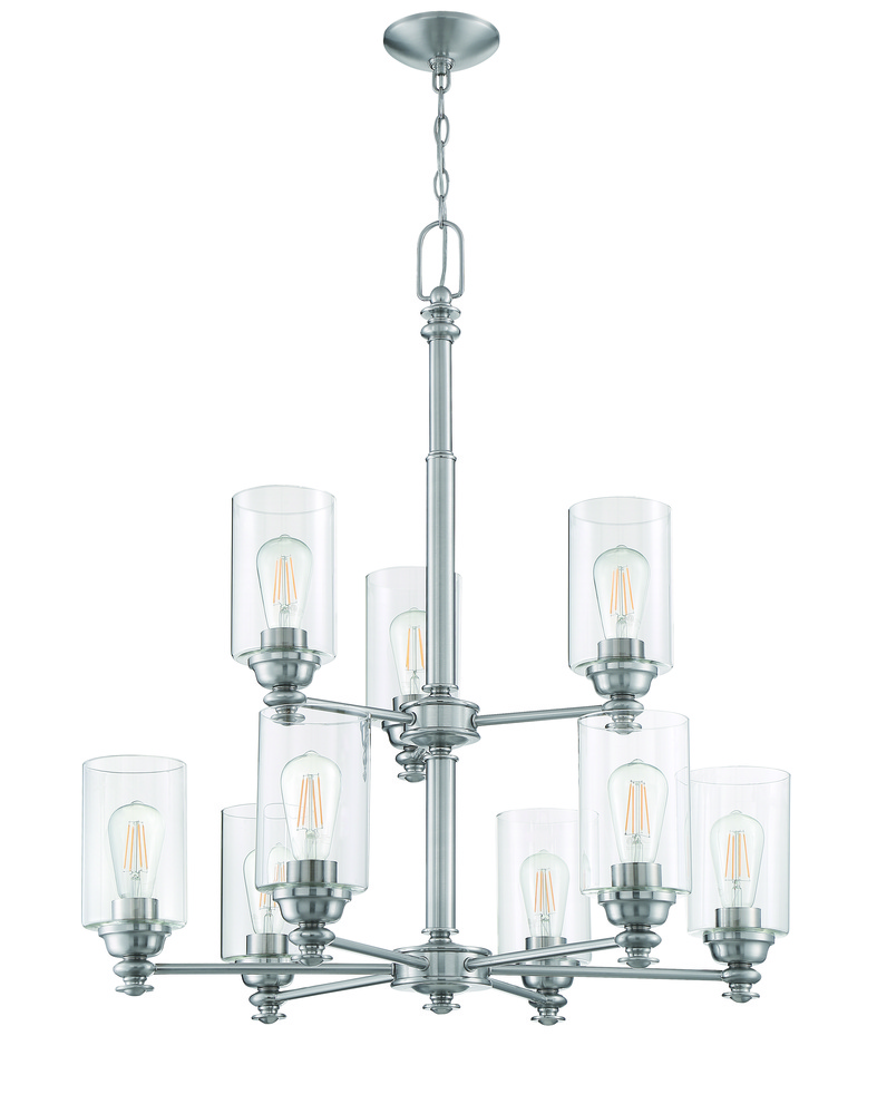 Dardyn 9 Light Chandelier in Brushed Polished Nickel (Clear Glass)