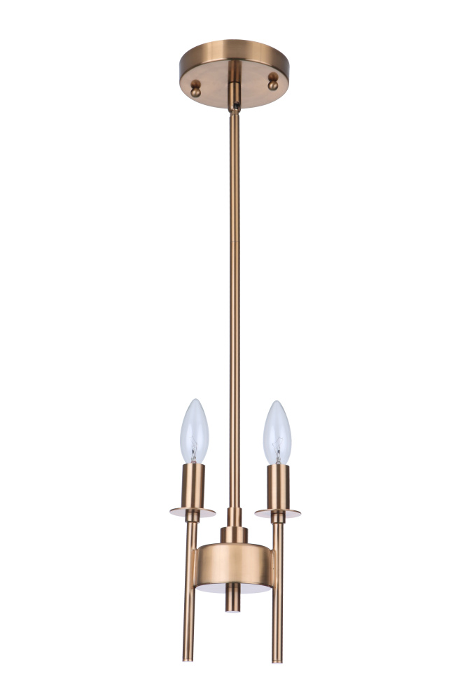 Larrson 2 Light Mini Pendant in Satin Brass