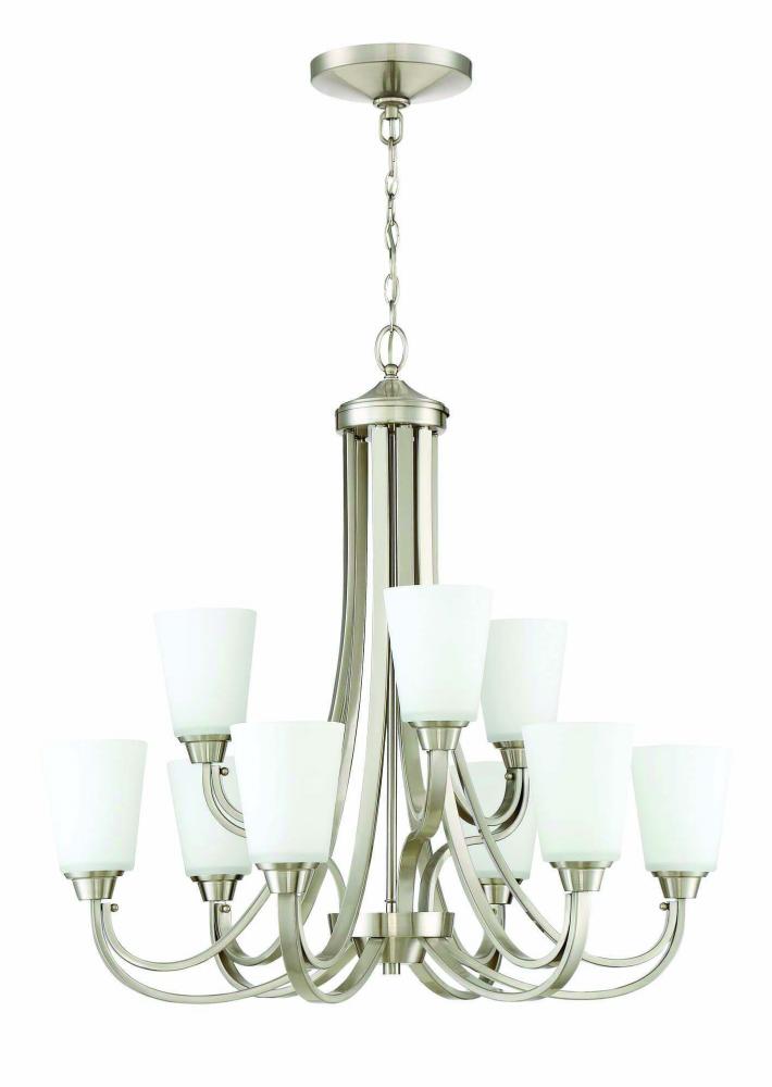 Grace 9 Light Chandelier in Brushed Polished Nickel