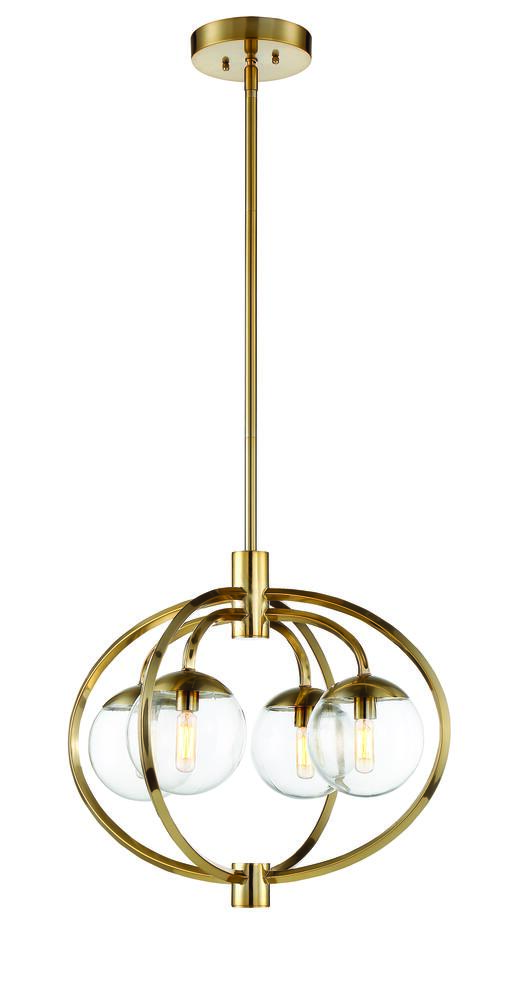 Piltz 4 Light Chandelier in Satin Brass