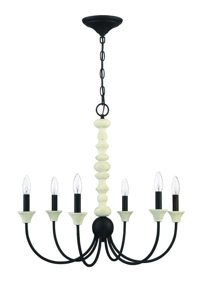 Meadow Place 6 Light Chandelier in Cottage White/Espresso