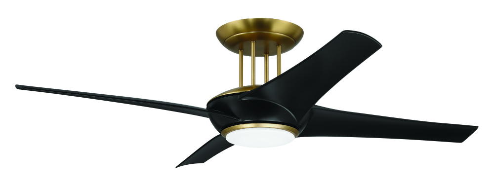 Cam 54" 4-Blade Ceiling Fan in Flat Black/Satin Brass w/ Flat Black Blades