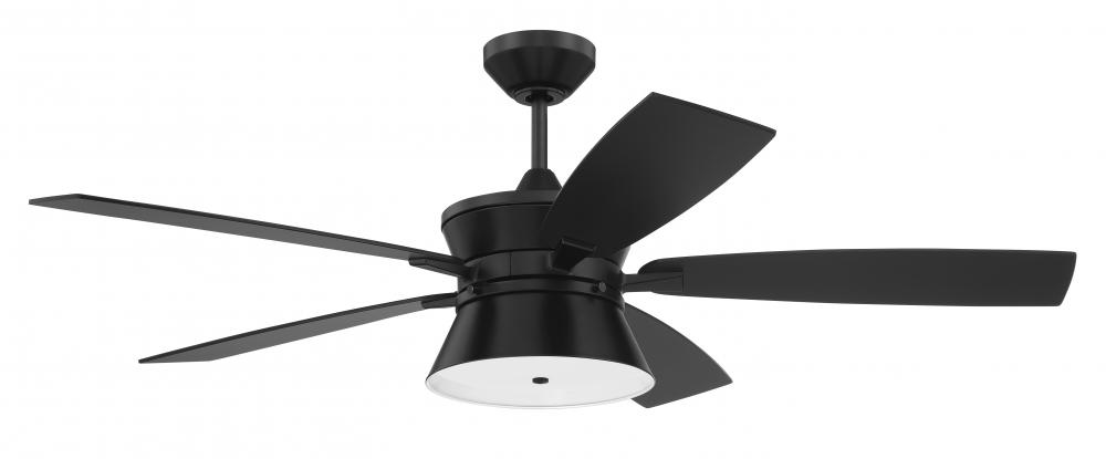 Dominick 52" 5-Blade Ceiling Fan in Flat Black w/ Flat Black/Greywood Blades; Integrated Light K