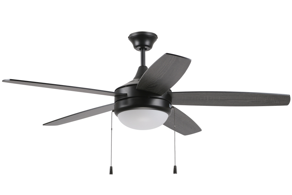 Phaze Energy Star 5 52" 5-Blade Ceiling Fan in Flat Black w/ Flat Black/Greywood Blades