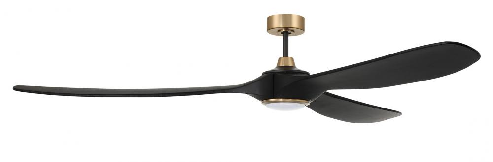 Envy 72" 3-Blade Ceiling Fan in Flat Black/Satin Brass w/ Flat Black Blades