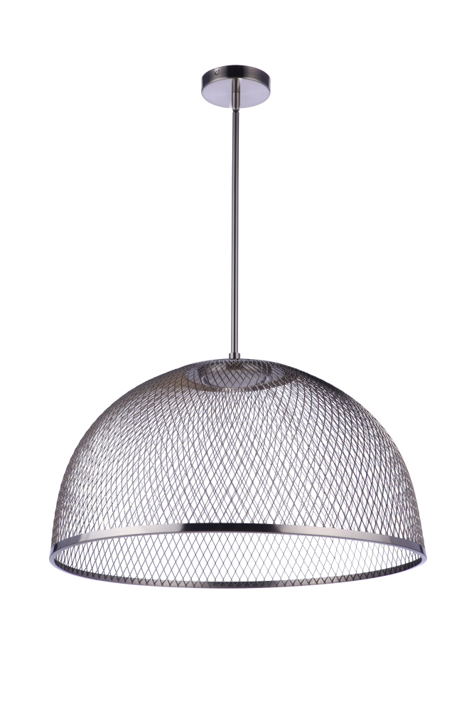 24.25Ã¢â‚¬Â Diameter Sculptural Statement Metal Mesh Dome Pendant in Brushed Polished Nickel