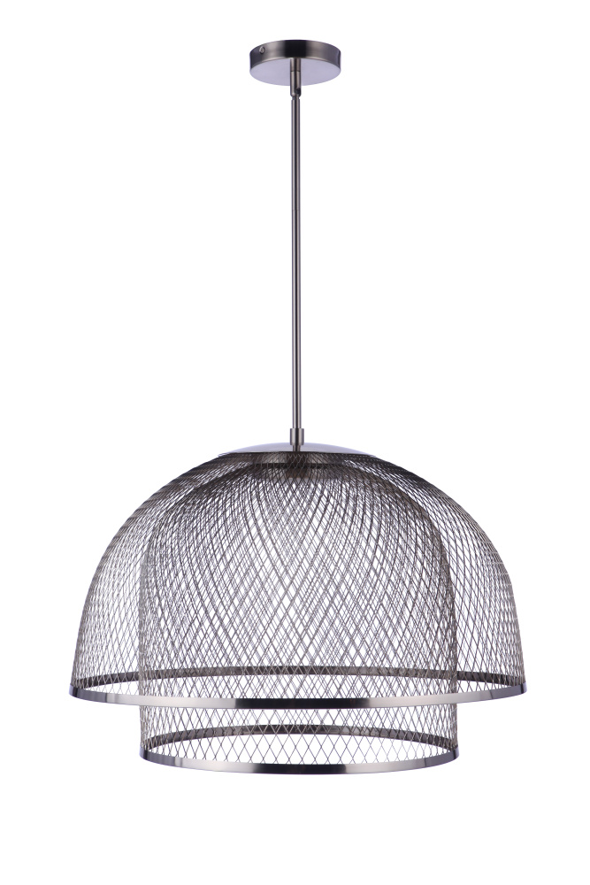 24.25Ã¢â‚¬Â Diameter Sculptural Statement Metal Mesh Dome 2 Shade Pendant in Brushed