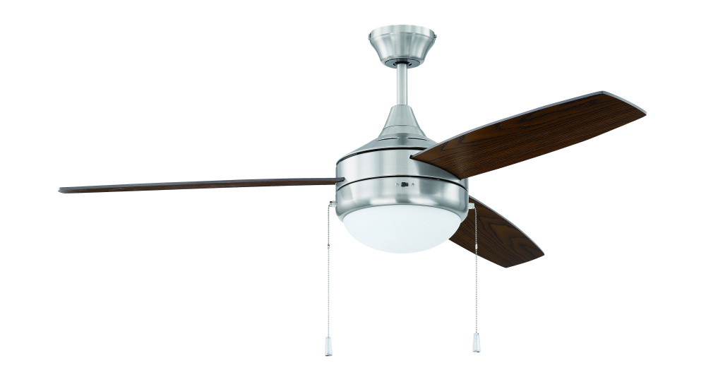 Phaze 3 52" 3-Blade Ceiling Fan in Brushed Polished Nickel w/ Walnut/Dark Oak Blades