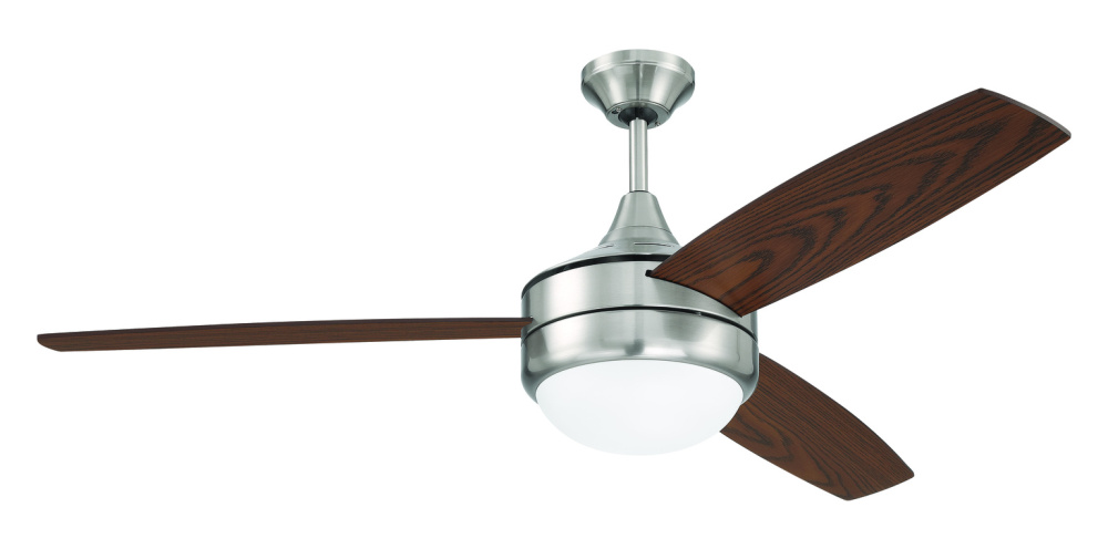 Phaze II 52" 3-Blade Ceiling Fan in Brushed Polished Nickel w/ Walnut/Dark Oak Blades