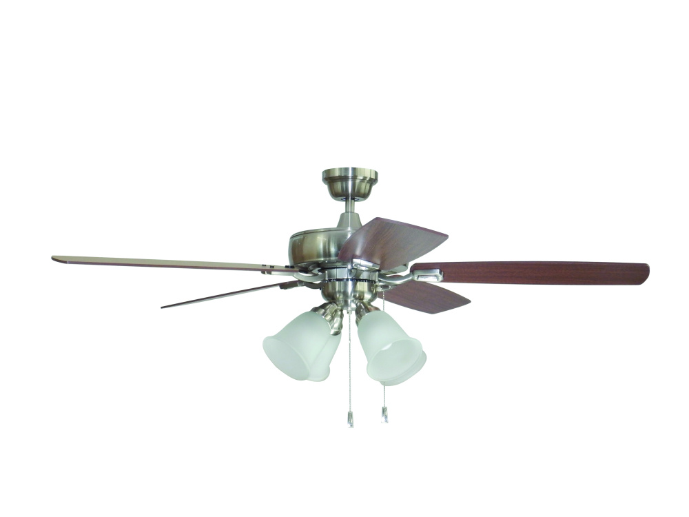 Twist N Click 52" 5-Blade Ceiling Fan in Brushed Polished Nickel w/ Ash/Mahogany Blades (4-Light
