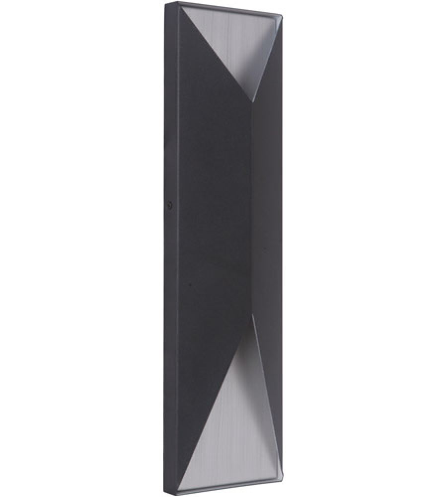 Peak 2 Light Large LED Outdoor Pocket Sconce in Textured Black/Brushed Aluminum
