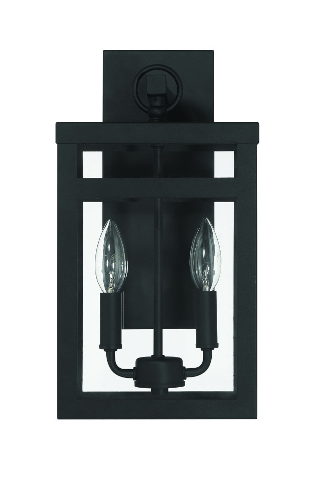 O'Neal 15" 2 Light Outdoor Wall Lantern in Textured Black