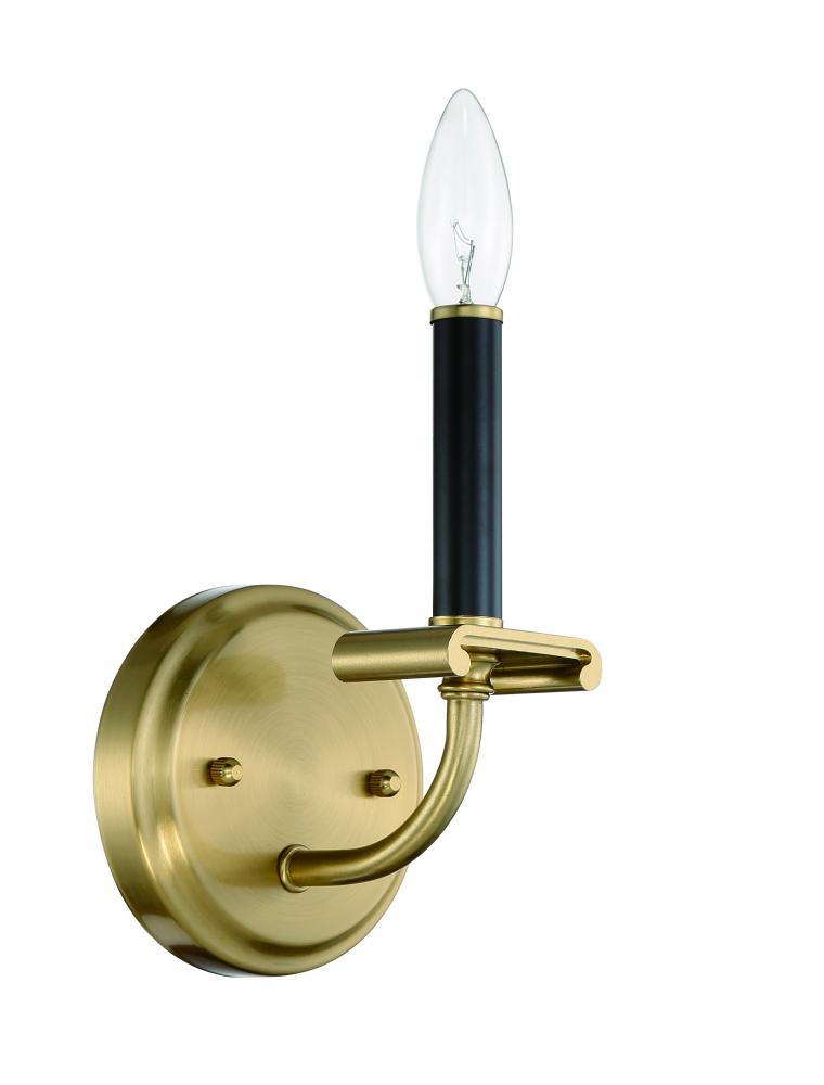 Stanza 1 Light Wall Sconce in Flat Black/Satin Brass