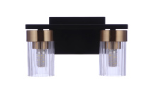 Craftmade 11811FBSB2 - Bond Street 2 Light Vanity in Flat Black/Satin Brass