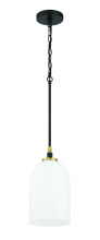 Craftmade 60391-FBSB - Council 1 Light Pendant in Flat Black/Satin Brass