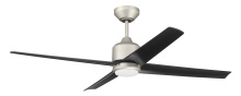 Craftmade QUL52PN4 - Quell 52" 4-Blade Indoor/Outdoor (Damp) Ceiling Fan, Painted Nickel Finish, Flat Black Blades