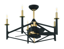 Craftmade RSV32FBSB5 - The Reserve 32 24" 5-Blade Ceiling Fan in Flat Black/Satin Brass w/ Flat Black Blades