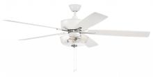 Craftmade S101WPLN5-60WWOK - Super Pro 101 60" 5-Blade Ceiling Fan in White/Polished Nickel w/ White/Washed Oak Blades