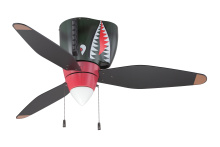 Craftmade WB348TS3 - WarPlanes 48" 3-Blade Ceiling Fan in WarPlanes Tiger Shark w/ Warbird Black/Orange Blades