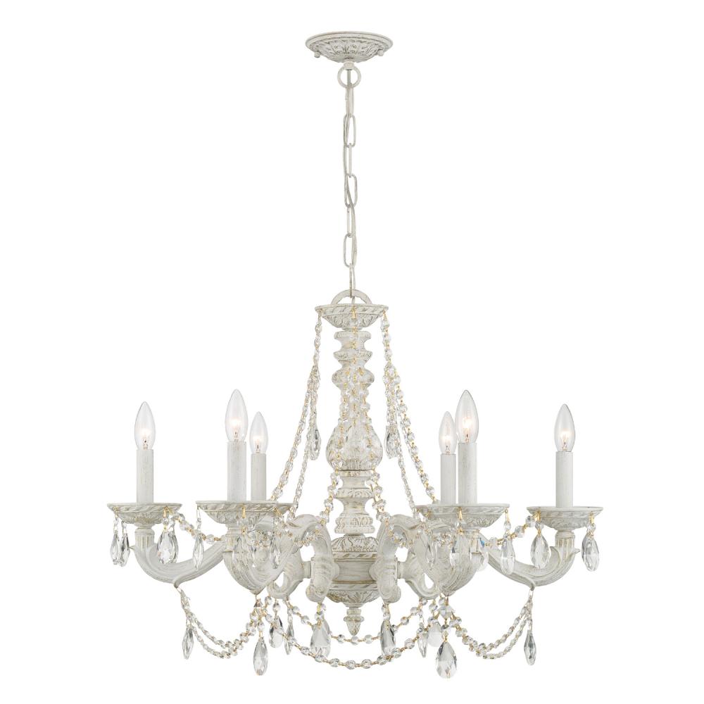 Paris Market 6 Light Spectra Crystal Antique White Chandelier