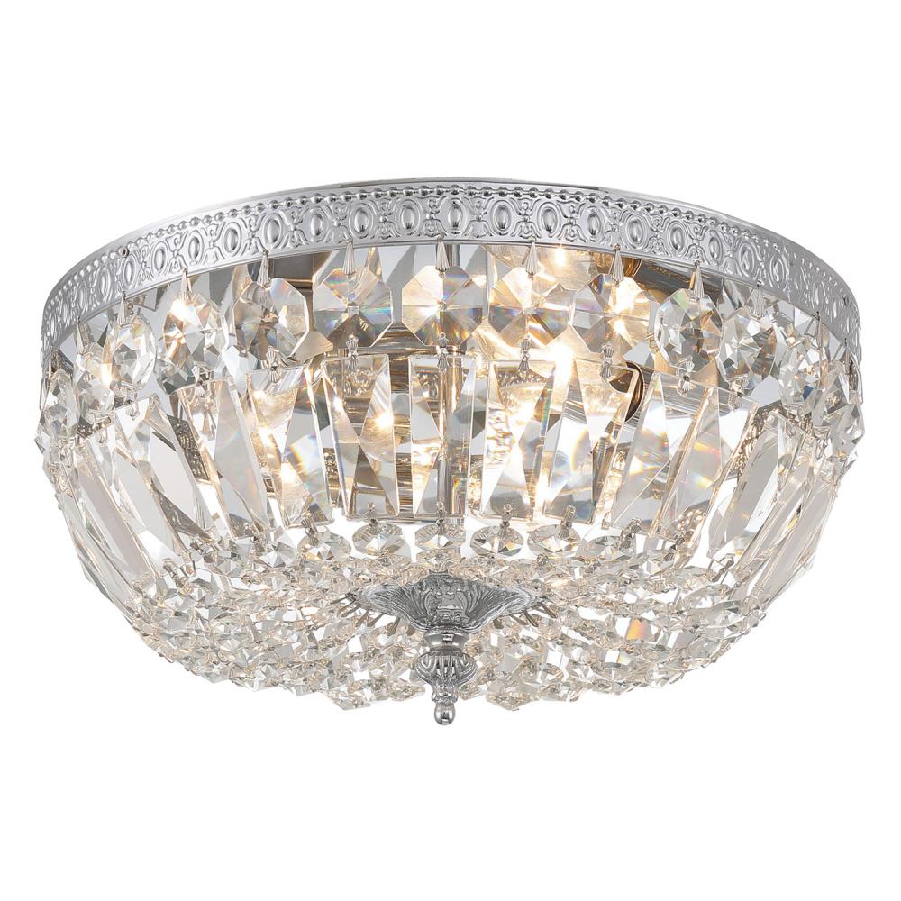 Crystorama 3 Light Clear Italian Crystal Polished Chrome Flush Mount