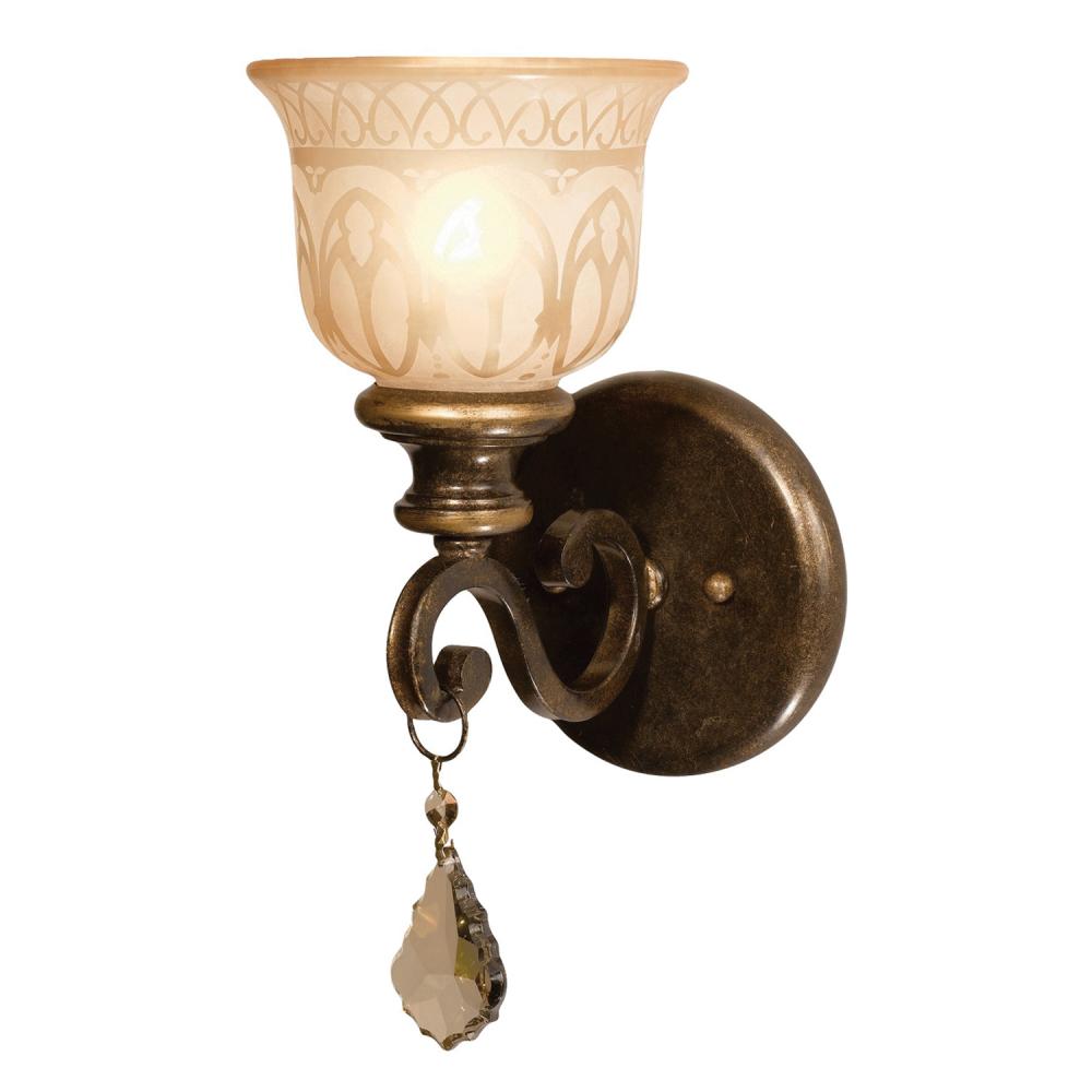 Norwalk 1 Light Golden Teak Swarovski Strass Crystal Bronze Umber Sconce